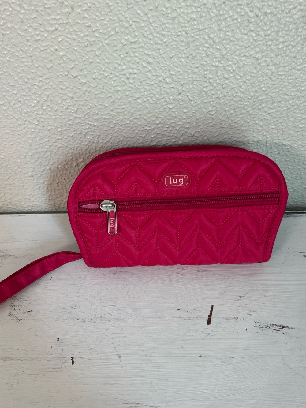 lug Quilted Wristlet Cosmetic Bag - Hot Pink